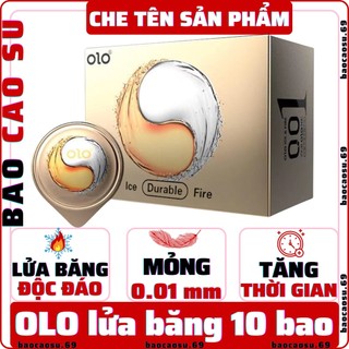 Bao cao su OLO 0.01mm lửa băng Ice & Fire mỏng,nhiều gel,cảm giác lửa băng mới lạ - hộp 10 bao