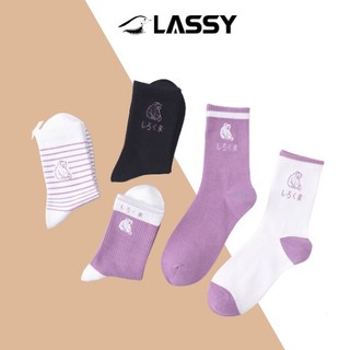 Tất cao cổ nữ lassy vớ nữ cao cổ hình gấu màu tím đáng yêu