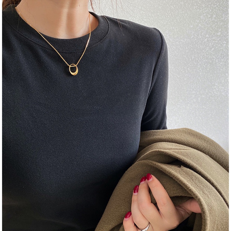 NRVP Áo Thun Nữ Dài Tay Dáng Rộng Thời Trang Hàn Quốc