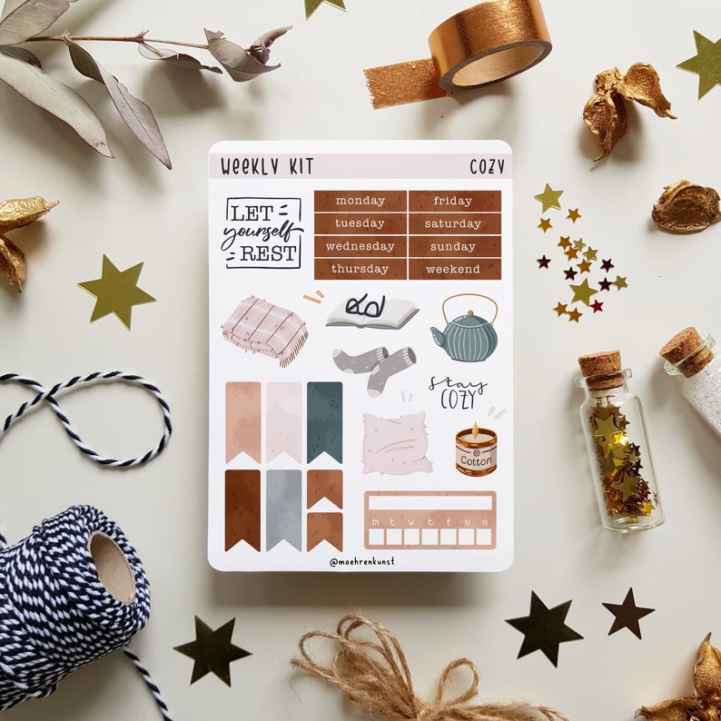 Sticker Sheet Chủ Đề : Weekly Kit - Chuyên dán sổ ⭐ Bullet Journal Stickers, Sticker Kế Hoạch Tuần, Sticker Nhật Ký