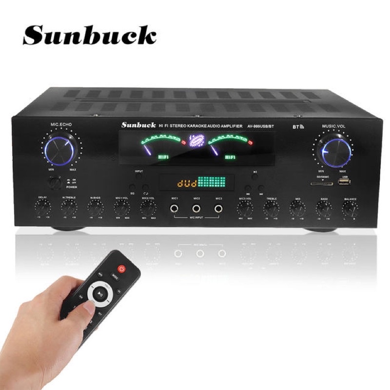 Amply karaoke bluetooth, Amply Công Suất Lớn, Amply Bluetooth Sunbuck av-999usb/bt, AV-888BT Âm Thanh Hay, Âm Bass Chuẩn