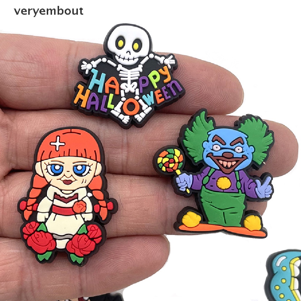 Ut Set 5 Khóa Dây Giày PVC Phong Cách Phim Kinh Dị Hóa Trang Halloween