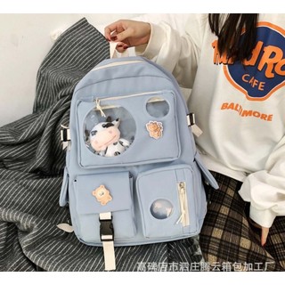 Balo Ulzzang học sinh sinh viên laptop giá rẻ cấp 1 2 3 Hàn Quốc học sinh đi học đi chơi ngăn Mica trong suốt Minibag