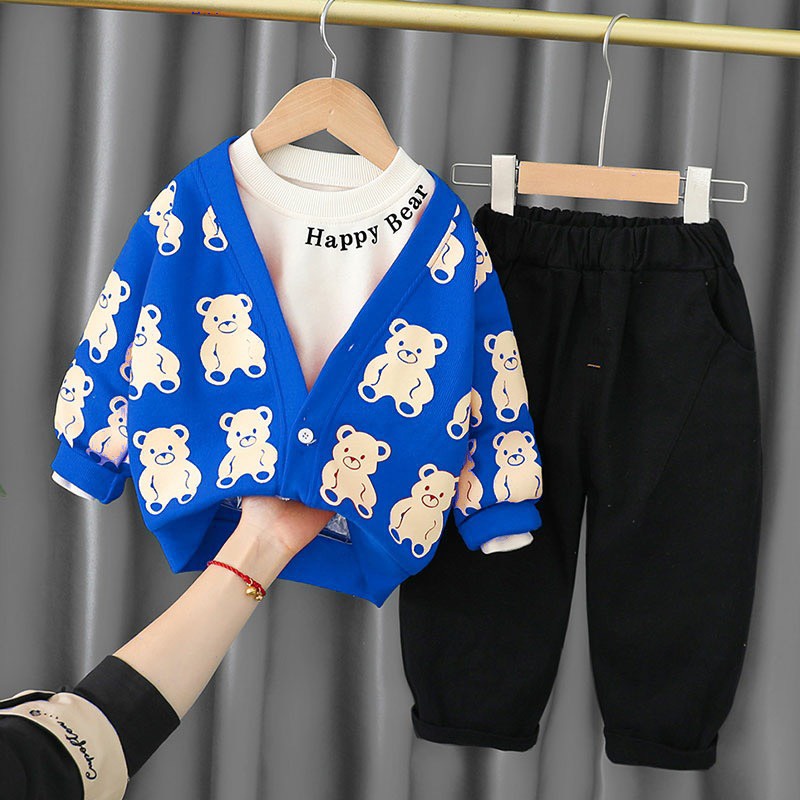 Áo len cardigan thu đông ấm áp thoải mái in họa tiết gấu dễ thương cho bé yêu