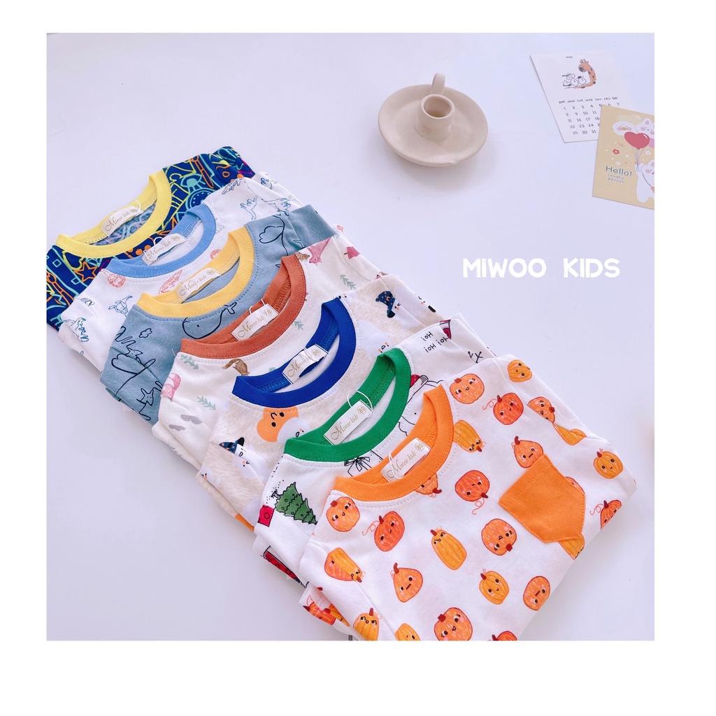 Đồ bộ bé trai dài tay Miwoo bộ quần áo bé trai đồ ngủ thu đông 1 đến 5 tuổi - STA