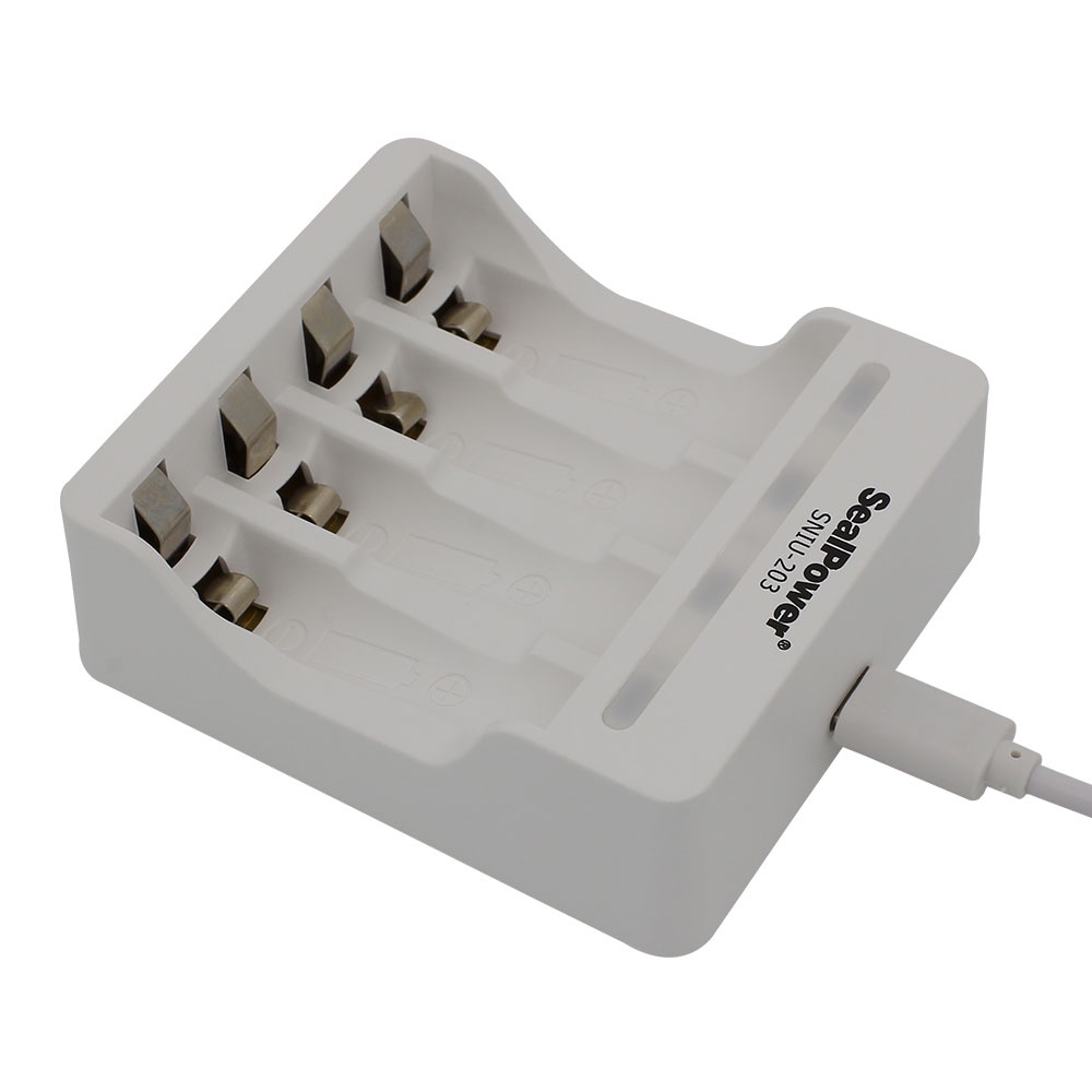 Máy sạc SealPower SNIU-203 kèm pin tiểu sạc, pin đũa sạc ,AA 2400mAh/AAA 1000mAh, 2A/3A  4 kênh đa năng chính hãng.