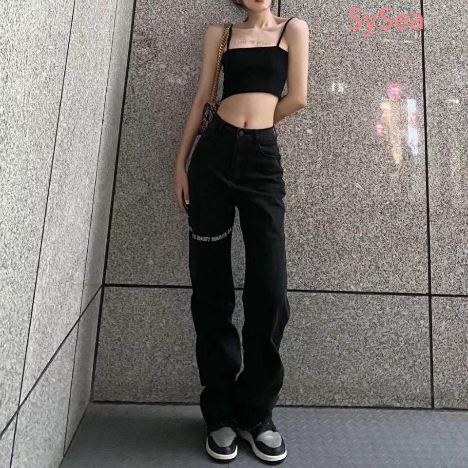 Quần Jeans In Chữ Phong Cách Đường Phố Hàn Quốc Cá Tính Dành Cho Nữ