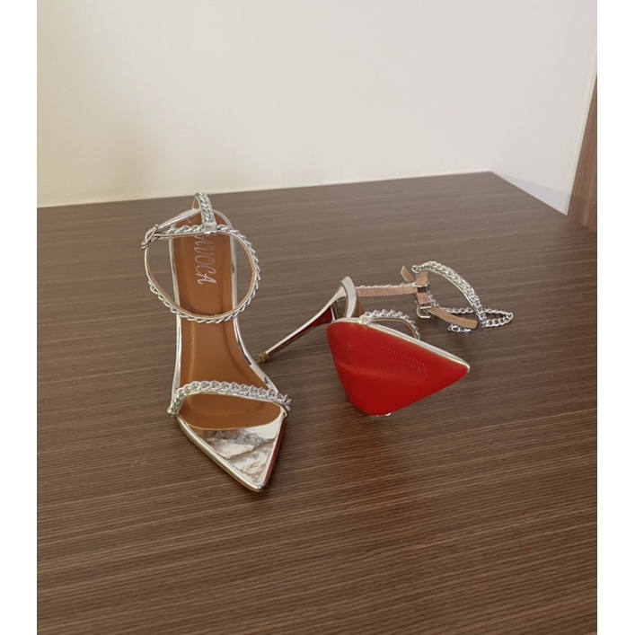 Giày sandal xích mũi nhọn gót 11cm A12