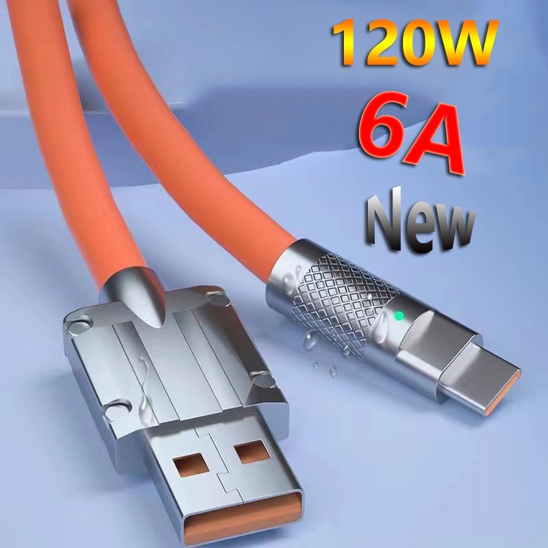 Dây Cáp Sạc USB Đồng Bộ Dữ Liệu Tốc Độ Cao 120W 6A Bằng Silicon Chống Mòn