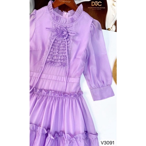 V3091 váy voan tơ màu tím