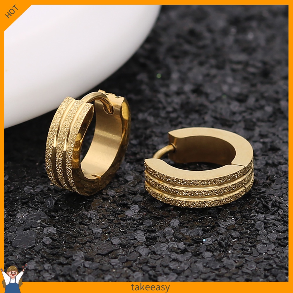 Khuyên tai tròn bằng thép không gỉ thời trang cá tính cho nam và nữ