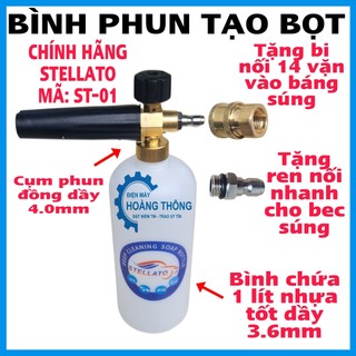 Bình Phun Bọt Tuyết 1L Cao Cấp STELLATO XB-01 Cho Máy Rửa Xe (Tặng Khớp Nối Nhanh)