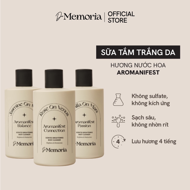 Sữa Tắm Trắng Da Hương Nước Hoa Thư Giãn D​e M​emoria Scented W​hitening B​ody Cleanser 300ml