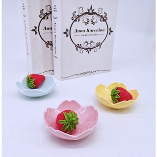 Đĩa chấm anh đào BDIAQ7 Gốm Sứ Tráng Men cute dễ thương đựng thức ăn salad 7,6cm Decor Ăn Cơm Ăn Chè Bộ Chén Dĩa