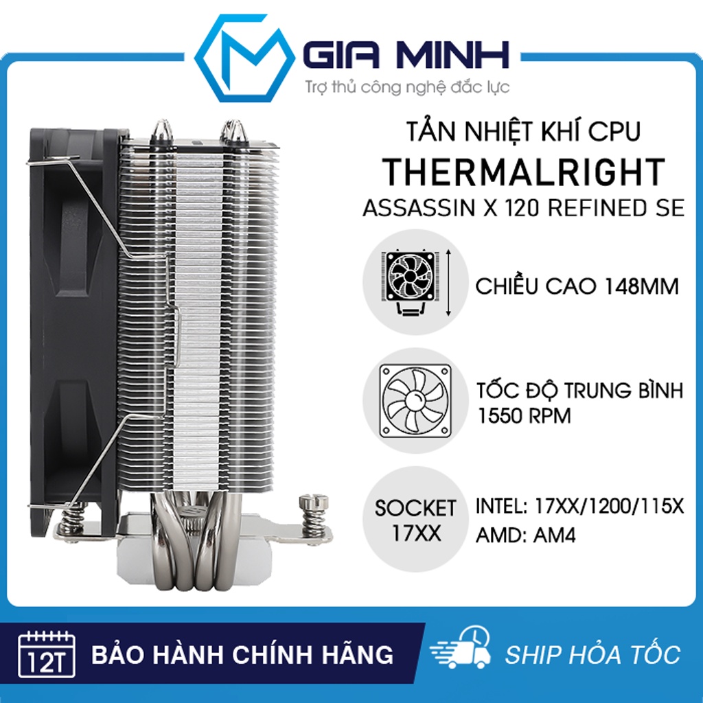 Tản Nhiệt CPU Thermalright Assassin X 120 Refined SE - Hổ Trợ Socket 1700 - Hàng Chính Hãng - Bảo Hành 12 Tháng