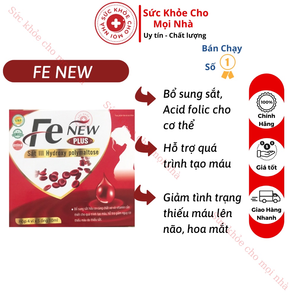 Sắt nước Fenew plus.bổ sung sắt 3 hấp thụ tốt,ko tanh ko táo bón.vị dễ uống cho bà bầu trẻ nhỏ. hộp 20 ống