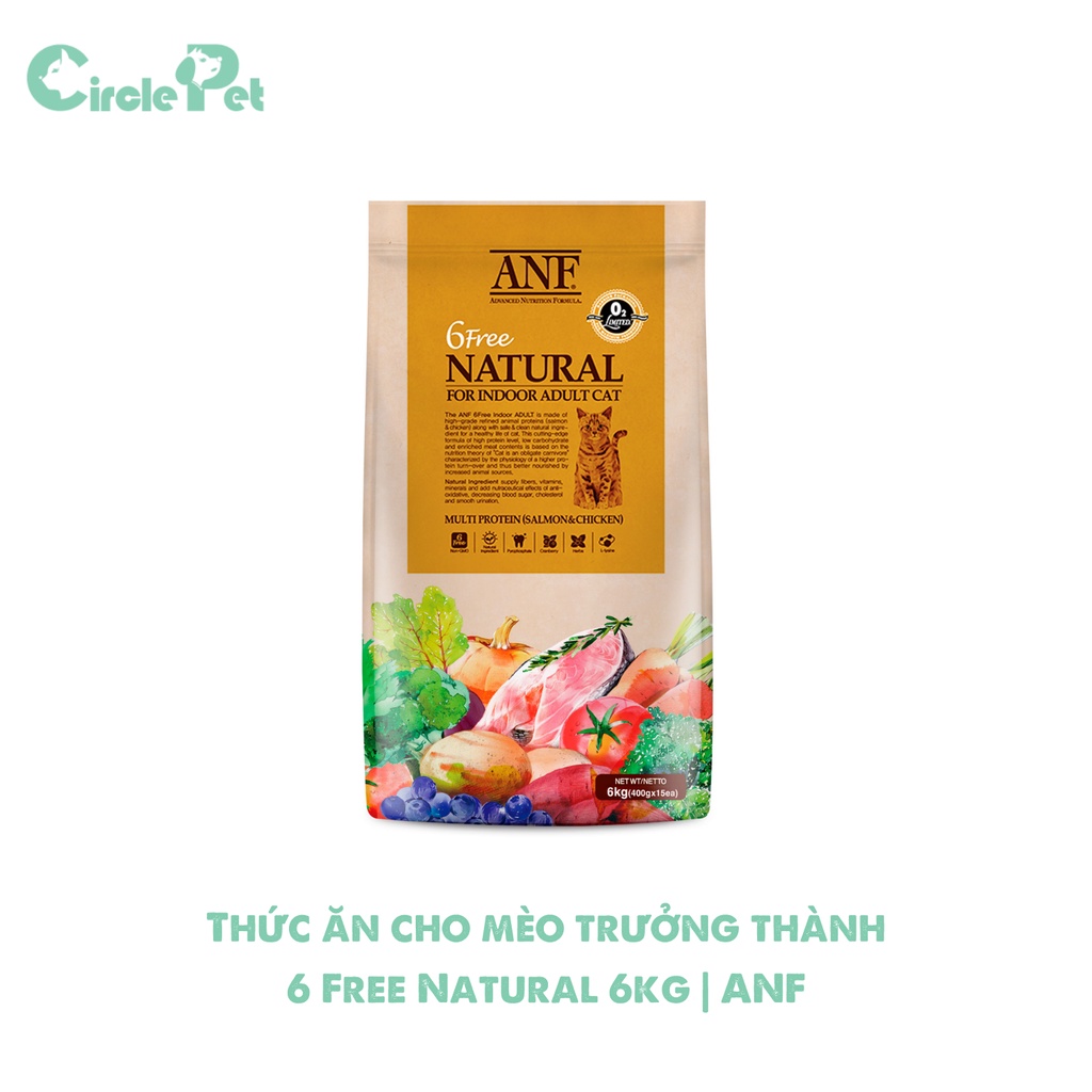 Thức Ăn Cho Mèo Trưởng Thành 6 Free Natural ANF Hương Vị Thơm Ngon Nguyên Liệu An Toàn Cho Thú Cưng 2kg - Circle Pet