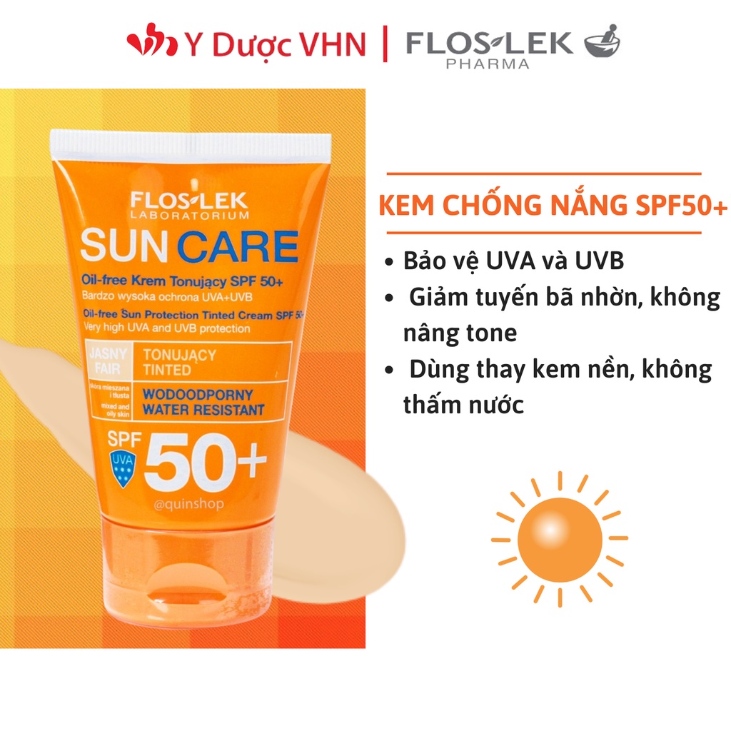 Kem chống nắng mặt Floslek SPF50+ cho da dầu mụn - dưỡng kiềm dầu 50ml