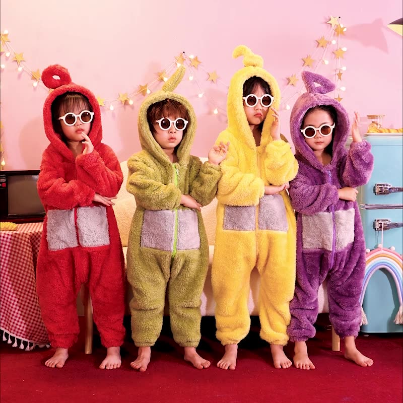 Bộ Đồ Ngủ Liền Thân Hóa Trang Teletubbies Dipsy PO Lala Tinky Winky Halloween Cho Bé