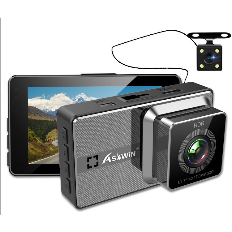 Asawin A12S Camera hành trình ống kính kép Mặt trước và mặt sau Cho Camera ô tô Chế độ đỗ xe 24H WDR HDR IPS 3 inch Tầm nhìn ban đêm | BigBuy360 - bigbuy360.vn