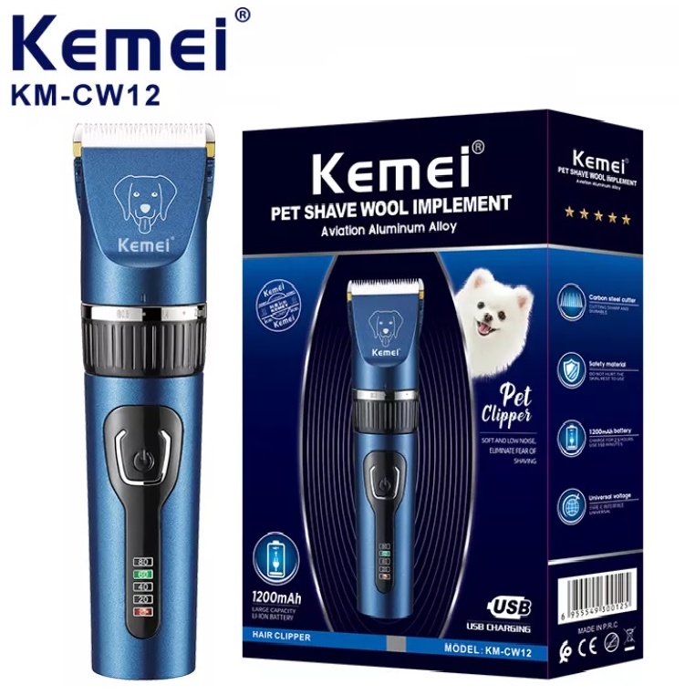 Tông Đơ Điện Cắt Lông Chó Mèo Thú Cưng Có Cổng Sạc Usb Kemei KM CW12