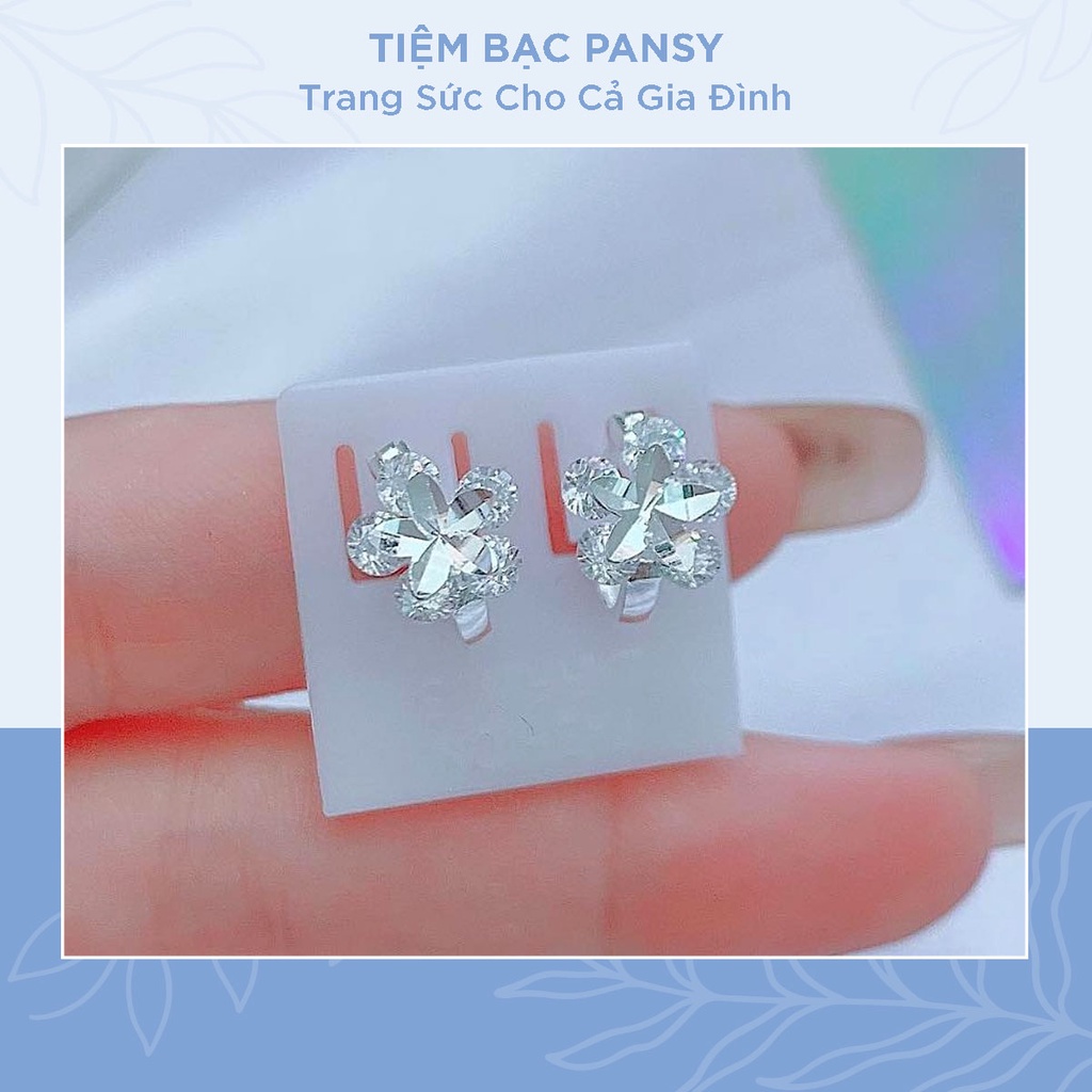 Bông tai bạc cho bé gái hình hoa 5 cánh dễ thương - Khuyên tai bấm trẻ em bằng bạc ta cao cấp