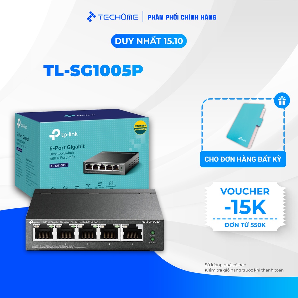Thiết bị chia mạng Switch để bàn TP-LINK TL-SG1005P 4 Cổng POe