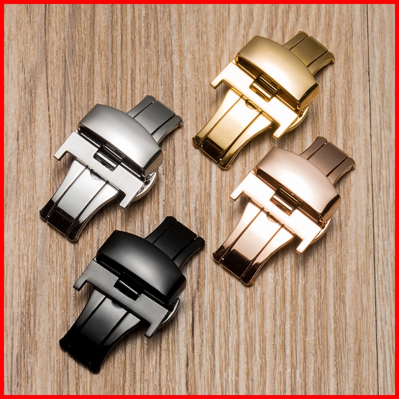 Khóa bướm đồng hồ ĐÔI thép không gỉ cho dây da đồng hồ đủ size 10mm 12mm 14mm 16mm 18mm 20mm 22mm