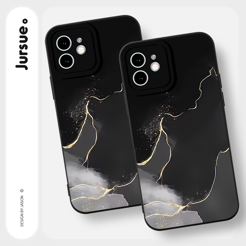 Ốp lưng JURSUE dẻo mềm chống bẩn hình độc lạ đen Cho iPhone 14 13 12 11 Pro Max SE 2020 X XR XS 8 7 ip 6S 6 Plus Y2478