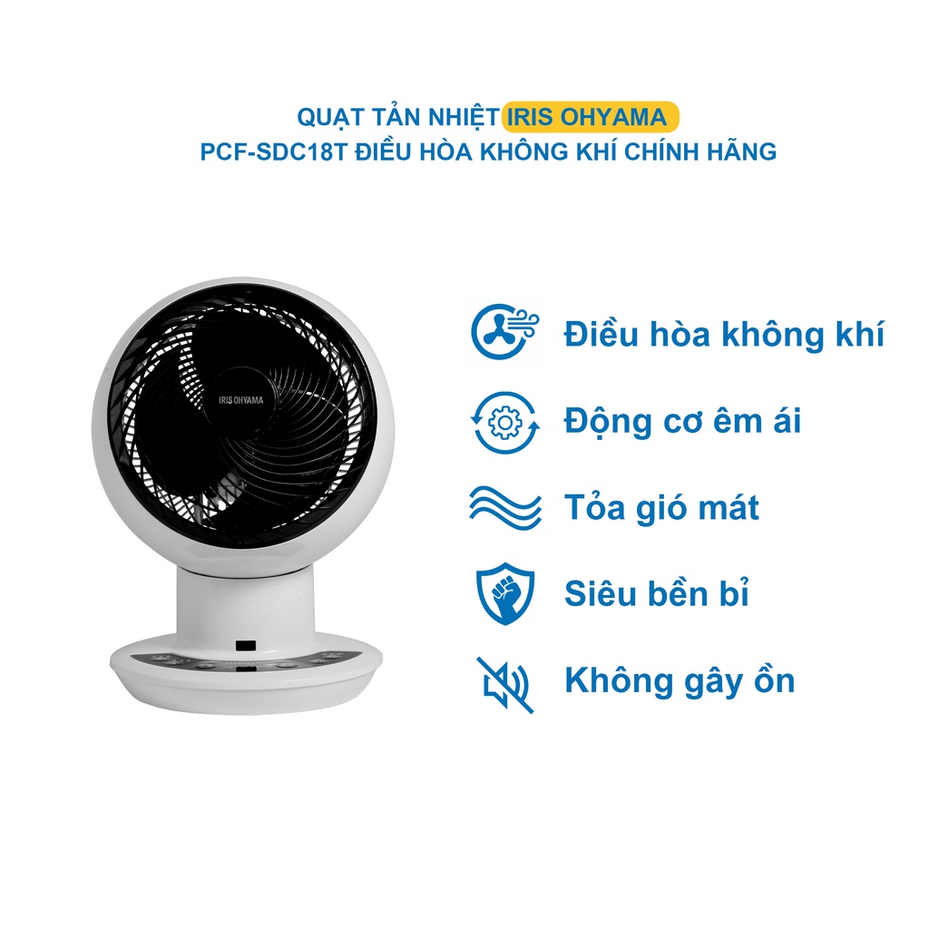Quạt tuần hoàn không khí PCF-SDC18T, điều khiển tự động, công nghệ Nhật Bản thương hiệu Iris Ohyama