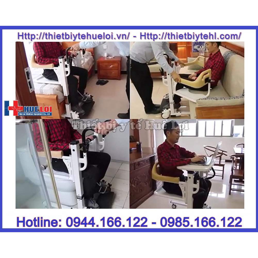 Xe lăn tách rời 2 mảnh nâng hạ bệnh nhân, xe lăn có bô vệ sinh, xe nâng hạ di chuyển người bệnh