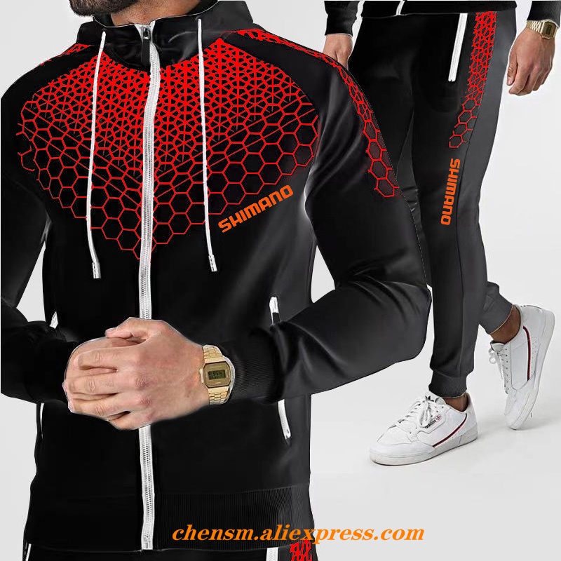 Bộ Đồ Thể Thao 2 Món Áo Hoodie Phối Khóa Kéo + Quần Dài Thời Trang Mùa Đông 2023 Shimano Cho Nam
