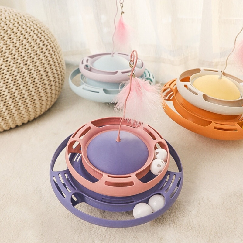 Đồ Chơi Bóng Lăn Đính Lông Vũ Vui Nhộn Cho Mèo Cưng
