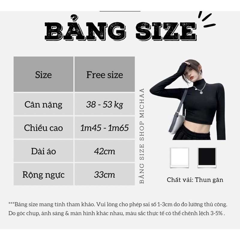 ÁO CROPTOP CỔ CAO TAY DÀI CHẤT THUN GÂN MỀM ĐẸP
