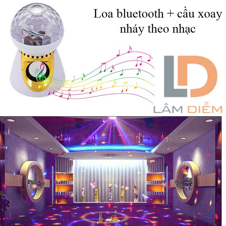 ĐÈN SÂN KHẤU CẦU XOAY NHÁY THEO NHẠC KẾT HỢP LOA BLUETOOTH CQ2