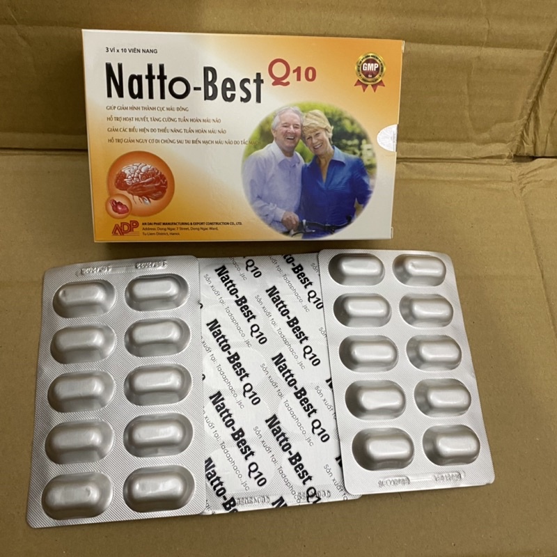 Viên uống hoạt huyết dưỡng não chống đột quỵ NattoBest Q10 - Nattospes hỗ trợ làm tan cục máu đông sau tai biến