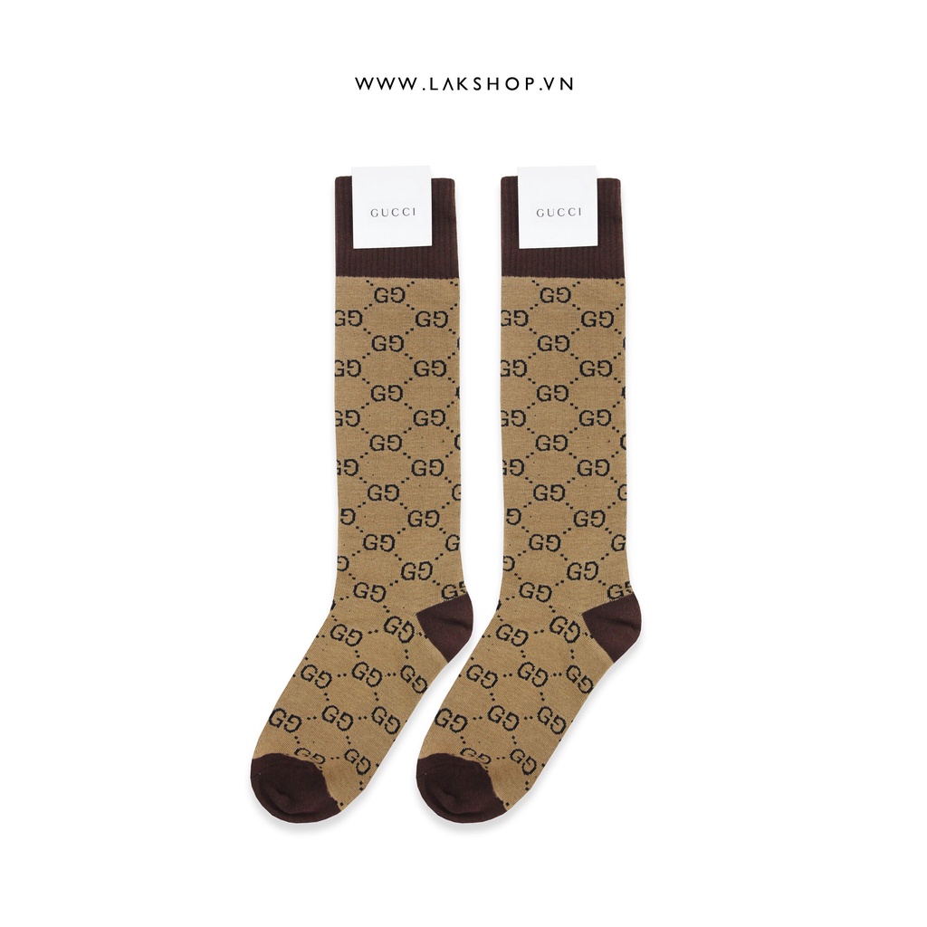Tất GG Monogram Nâu