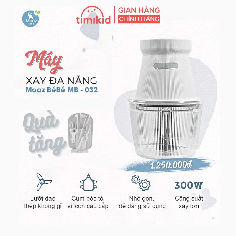 Máy Xay Cầm Tay Đa Năng Moaz BéBé Kiêm Bóc Tỏi - Công Suất Lớn