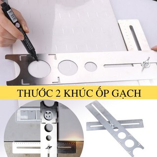Thước ke 2 khúc ốp lát gạch đá sàn gỗ, thước inox đa năng thi công điện nước công trình xây dựng