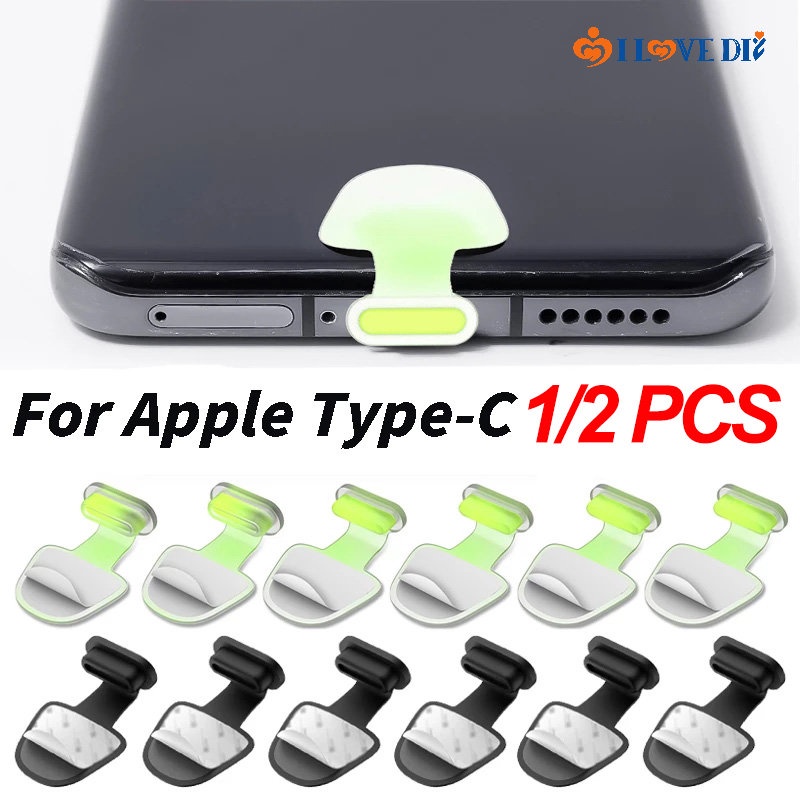 Nắp Đậy Cổng Sạc Điện Thoại IPhone Type-C Bằng Silicon Chống Bụi / Nước Dạ Quang