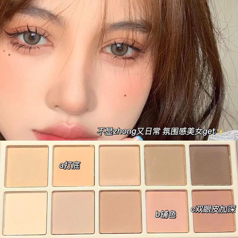 Bảng Phấn Mắt Mười Màu Sắc Ngọc Trai Lì Mịn Màng Lấp Lánh Trang Điểm Tiệc Trà Sữa Hàng Ngày Cho Học