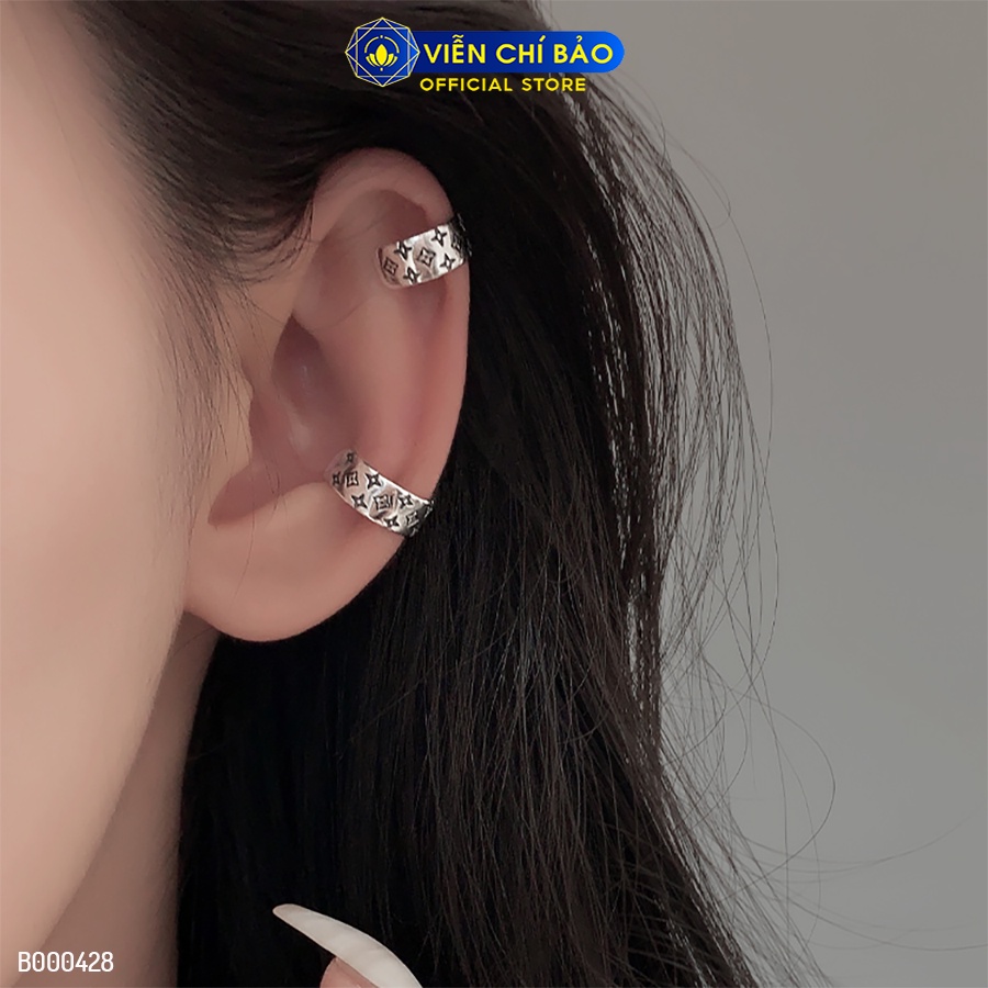Bông tai bạc nữ LV kẹp vành - chiếc chất liệu bạc 925 thời trang phụ kiện trang sức Viễn Chí Bảo B000428
