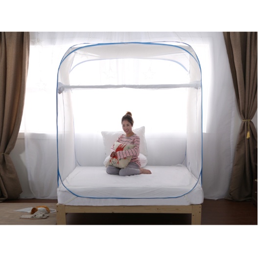 Màn mùng chụp tự bung đỉnh vuông Mộc Chi - Mẫu mùng chụp tự bung người lớn chống muỗi gấp gọn tiện dụng
