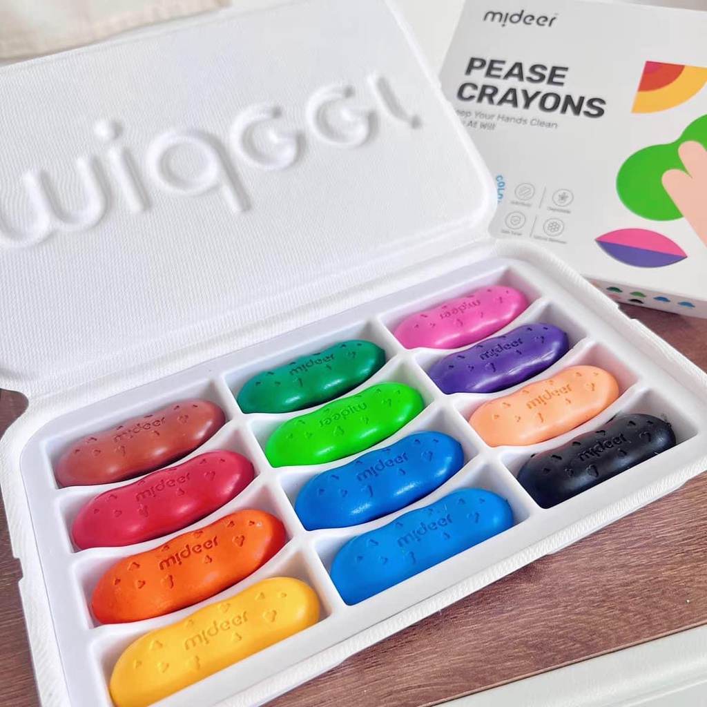 Bút Sáp Màu Hữu Cơ - Bộ 12 Màu - Làm Bằng Sáp Ong Thiên Nhiên Cho Bé Nhỏ - Mideer Pease Crayons - 12 Colors