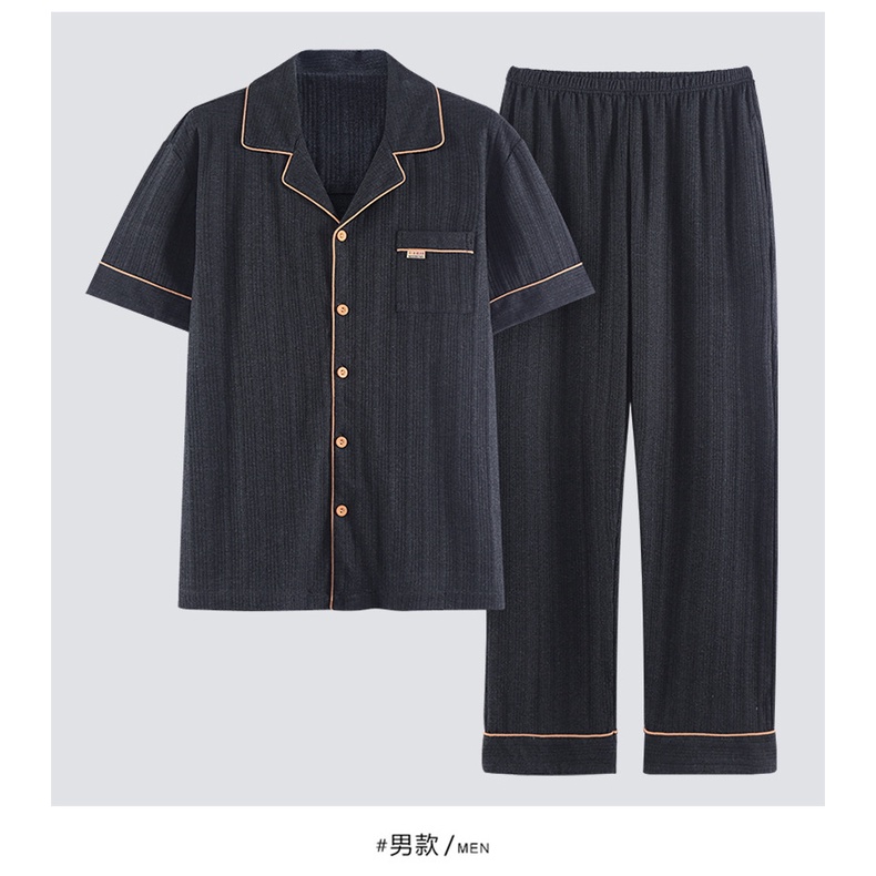 Đồ ngủ đôi mặc nhà cộc tay cho nam nữ chất cotton mềm thoáng mát_Couple Pijama_Sẵn hàng_QUÀ CƯỚI ý nghĩa