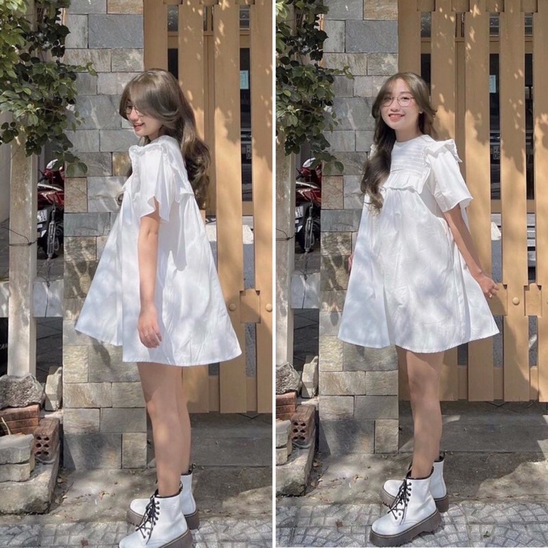 Đầm Trắng Dáng Xoè Bèo Tiểu Thư - Dearia Dress