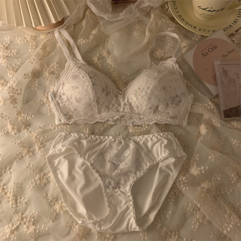 Áo Lót Nâng Ngực Không Gọng Mềm Mại Thoải Mái Phối Ren Nơ Đáng Yêu Cho Nữ