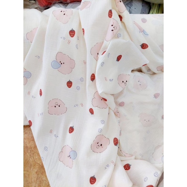 Vải xô musline cao cấp may khăn sữa _ khăn tắm _ mền cho bé.khổ vải 1m45