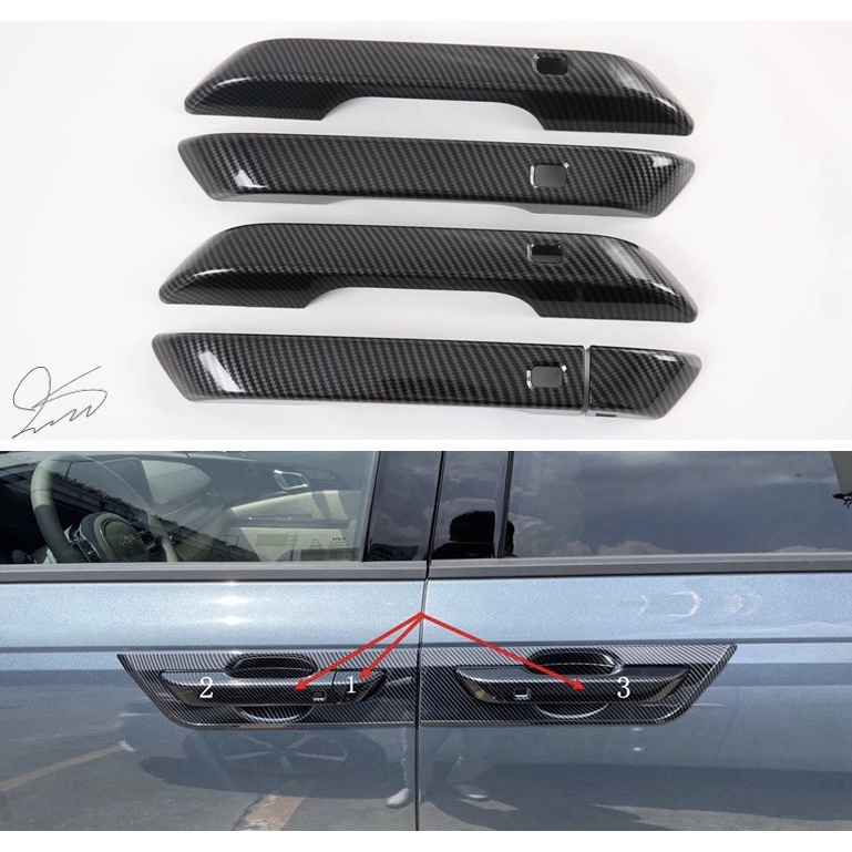 Ốp tay nắm Cửa, ốp hõm cửa Kia Carnival 2021-2022 2023 mẫu carbon cao cấp