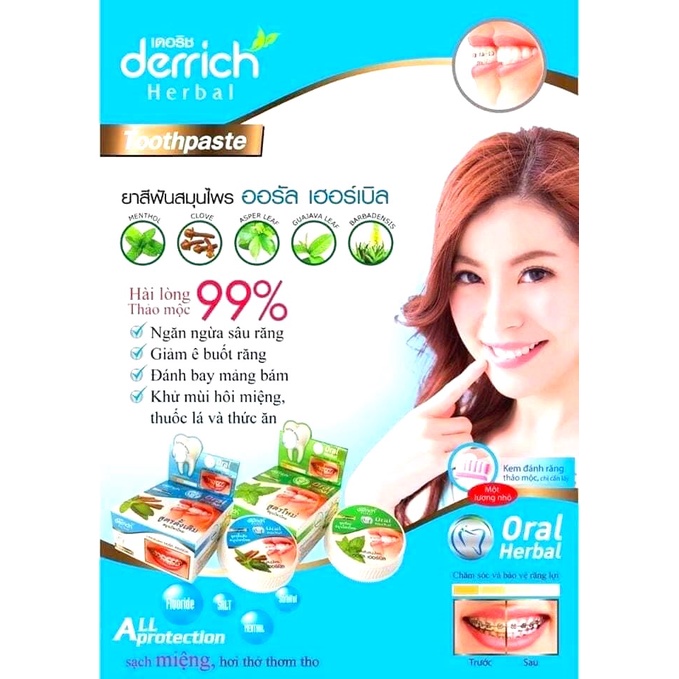 Kem Tẩy Trắng Răng Siêu Cấp Derrich Oral Herbal Thái Lan